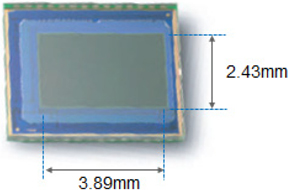 Dimensions of the OV9712 CMOS image sensor.