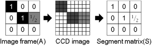 Segment matrix (S) obtained from image frame of DMD (A).