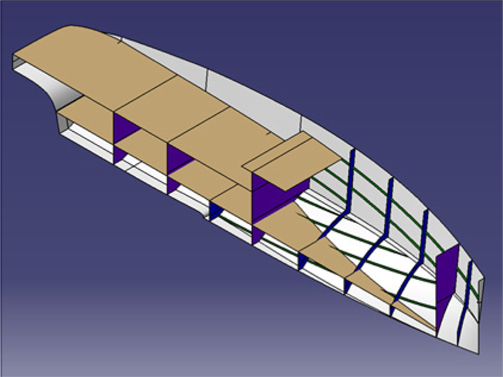 Perspective view of hull structures