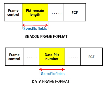 비콘 프레임 및 데이터 패킷 프레임 포맷
