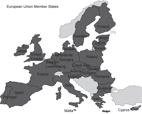 Map of European member states (Source: European union).