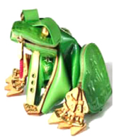 ‘Green frog’ in Louis Vuitton Collaboration with Billie Achilleos. www.trendland.com