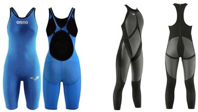 Swim suits using body compression technology. www.arenainternational.com & www.speedousa.com.