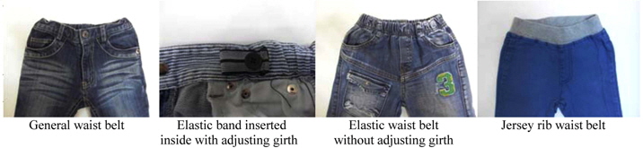 Waist belt type of denim pants.