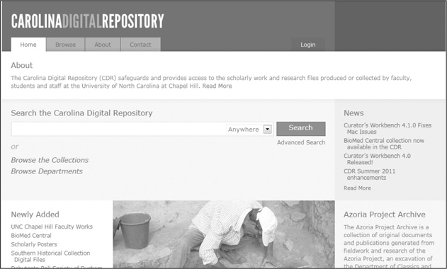 Carolina Digital Repository(CDR) 홈페이지