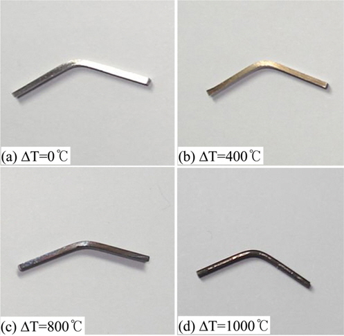 Appearances of bending specimens depending on the increase of thermal shock temperature difference