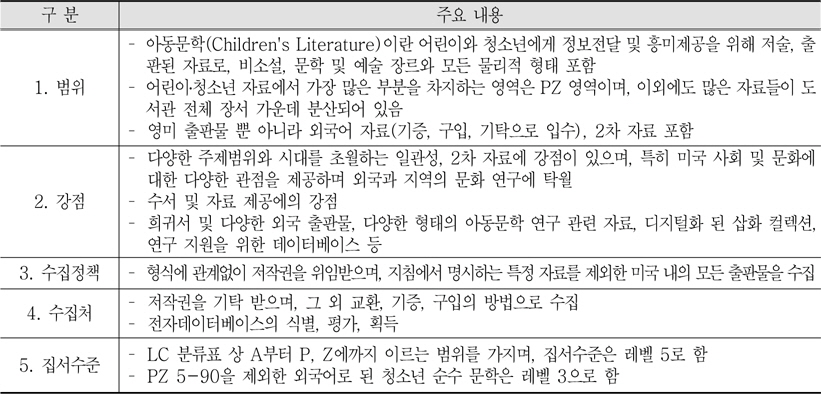 미국 의회도서관 어린이문한센터의 어린이문학 장서개발지침