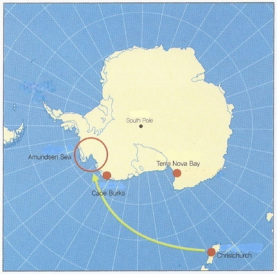 Location of ice field test sites in the Antarctica (February/March 2012)
