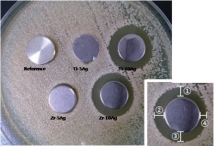 The clear zone image of each aerobic cultured specimen against StreptococusMutans(after 18 hours).