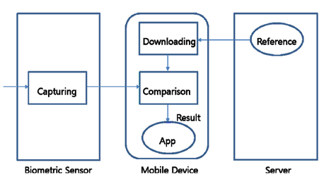 Model 2 of the telebiometric application using mobile devices.