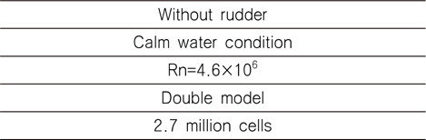 Calculation conditions (KVLCC2 double model)