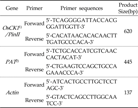 Primers list used for PCR(Polymerase chain reaction) analysis