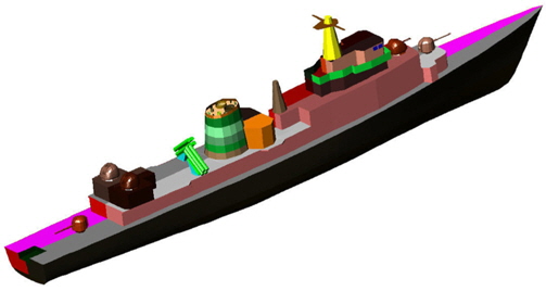 3D rendered view of a frigate geometry model