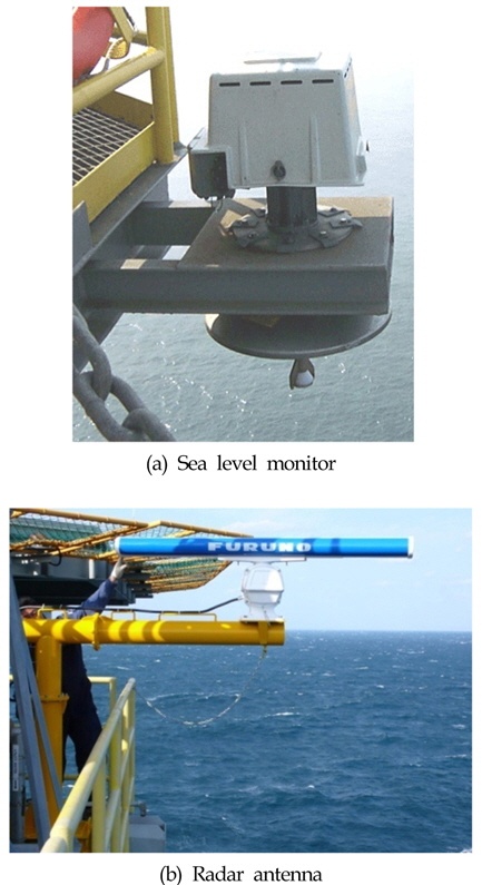 Photo of sea level monitor and radar antenna
