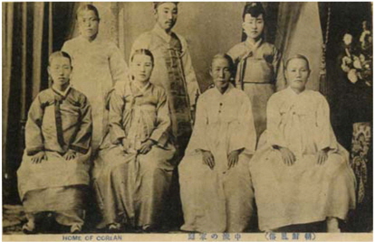 A family in the traditional Hanbok. The Journey to the Modernity (2009), p. 275.