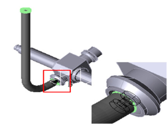 Constraint between the coupling device and flexible pipe.