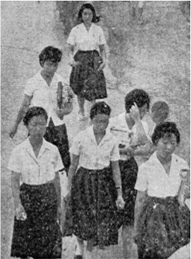 Female college students in uniforms. DongAIlbo (July 2 1961)