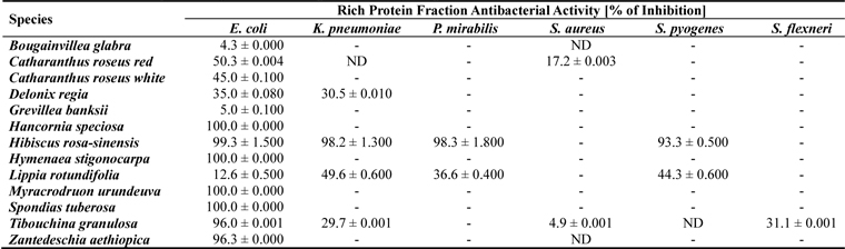 Antibacterial activity of floral protein extracts against bacteria pathogenic human