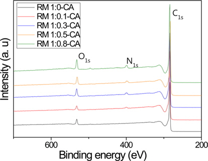 X-ray photoelectron spectroscopy spectra for the N-doped carbon aerogels