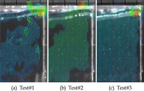 Comparison of PIV images for repeatability test