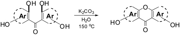 Synthesis of (di)benzoxanthones via dehydration of dihydroxybenzophenone under basic solution.