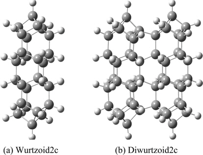 Wurtzoid2c (C26H26) and diwurtzoid2c (C52H44) atomic positions as calculated by the present theory.