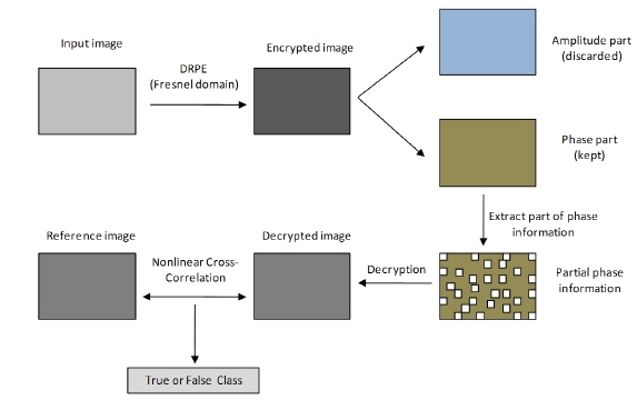 Flow chart for image authentication with partial phase information.