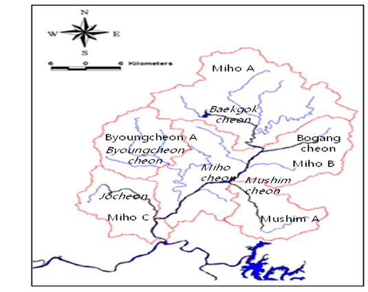 Unit watersheds for TMDL of Miho streams.