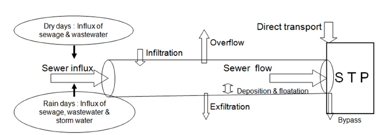 Mass transfer path in combined sewer system (park et al., 2010).