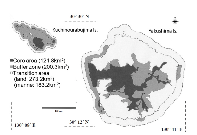 The zoning of the extension plan of Yakushima and Kuchinoerabujima Biosphere Reserve (Association for Yakushima and Kuchinoerabujima Biosphere Reserve 2014). Is, Island.