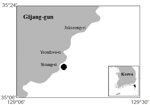 Location of study area (●) from 2007 to 2009