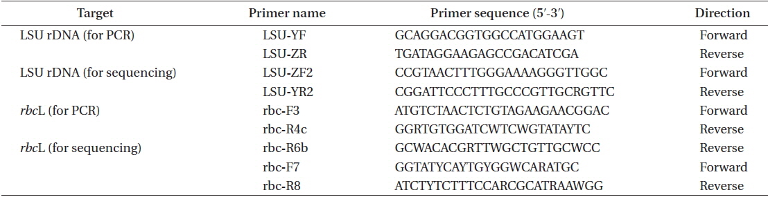 The information of primers for PCR and sequencing