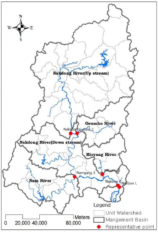 Unit Watershed and Metropolitan Cities/Dos in Nakdong River Basin.