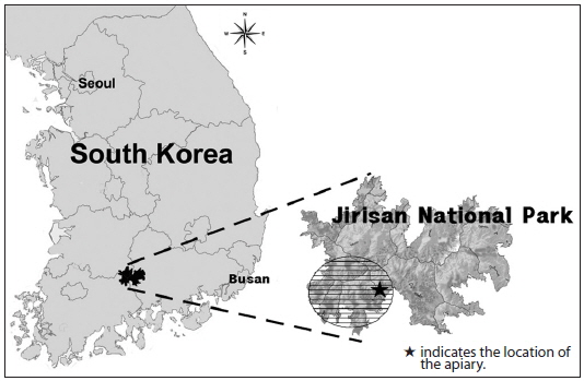 Study sites in the southwestern part of Jirisan National Park, South Korea.