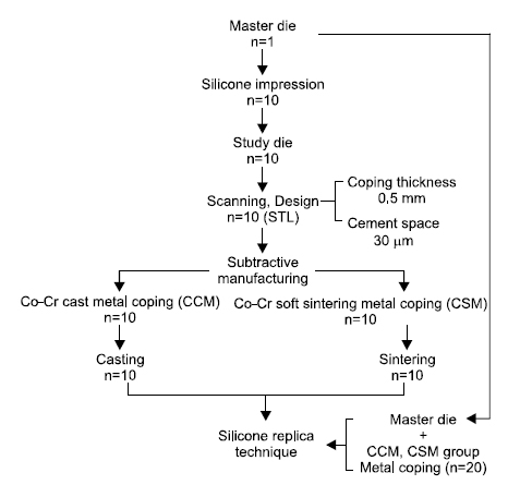 Study design for Cobalt (Co)-Chromium (Cr) metal coping.