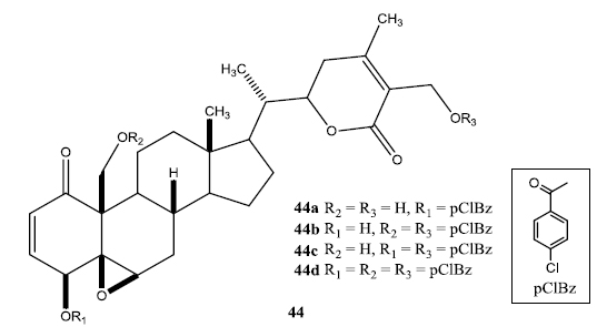Benzoylated Derivatives of Withalongolide-A (44a-d).