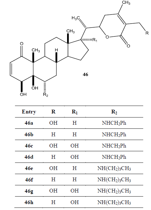 Withanolide Derivatives Prepared by Aminolysis of Epoxides (46 a-h).