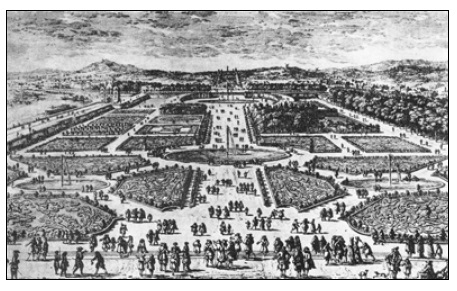 1680년 튈르리 공원의 궁정적 모습