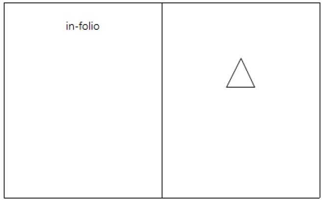 ① 2절판(전지를 1번 접은 경우): in-folio, in-fol, in-f°