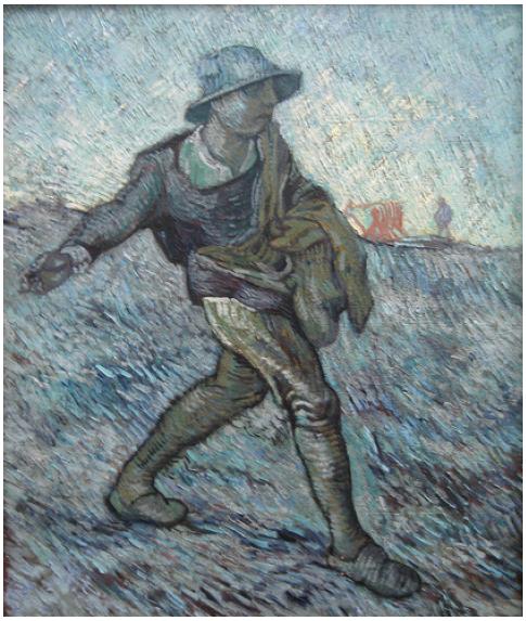 고흐, <씨 뿌리는 사람(밀레모사)>, 1889, 캔버스에 유채, 64×55cm, 크뢸러 뮐러미술관