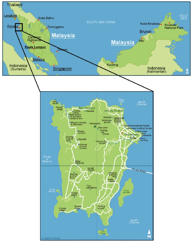 Malaysia, Penang Island Map