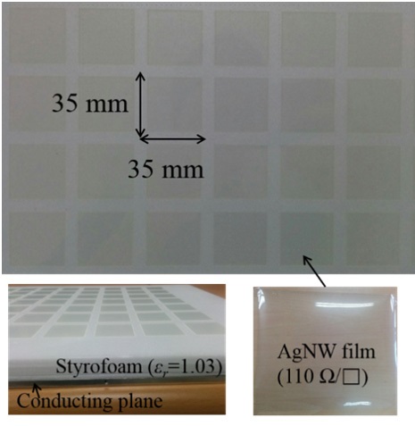 Photograph of the fabricated RC absorber made of AgNW resistive film.