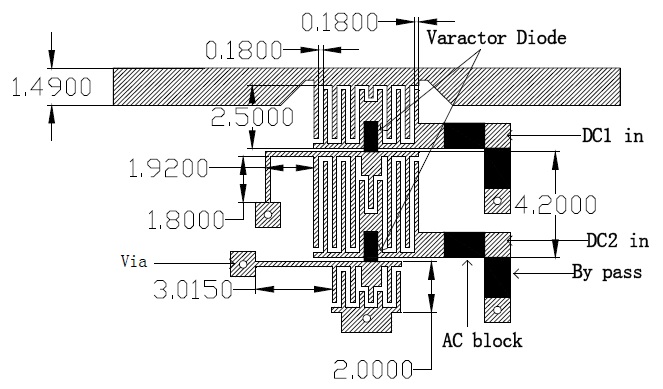 Layout of the proposed resonator (units in mm).