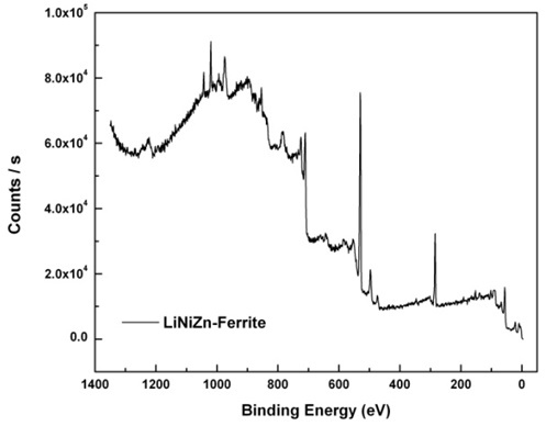 XPS spectrum of elements on the surface of LiNiZn-ferrite.
