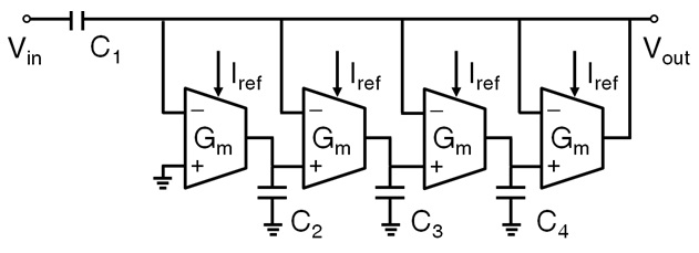 Block diagram of fourth-order high-pass filter.