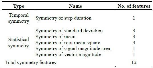 Symmetry gait features