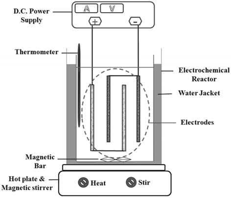 Experimental setup of an electrochemical reactor.