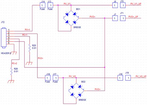 A circuit diagram of low heat generating junction box.
