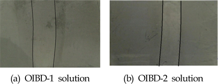 Results of boiling water resistance test (Solid line : Surface variation portion by rubbing)