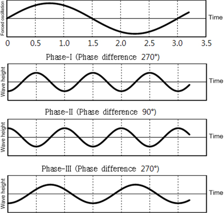 Phase difference under the forced oscillation & regular waves